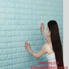 Xốp dán tường 3D Giả Gạch Màu Xanh Ngọc