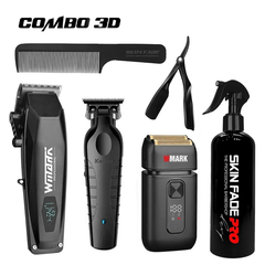 Combo 3D WMARK | Tông đơ pin cắt tóc NG-125 + Tông đơ viền KM2299+ Máy Cạo khô 986
