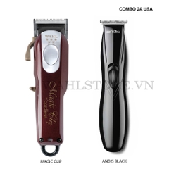 COMBO 2A USA l Tông cắt Magic clip red + Tông viền Andis slimline black