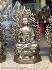 TƯỢNG BẢY VỊ DƯỢC SƯ ĐỒNG ĐỎ CAO 60CM