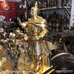 TƯỢNG HOÀNG ĐẾ QUANG TRUNG ĐỒNG ĐỎ THIẾP VÀNG 9999 CAO 90CM