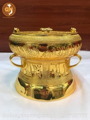 QUẢ TRỐNG ĐỒNG ĐƯỜNG KÍNH 25CM MẠ VÀNG 24K