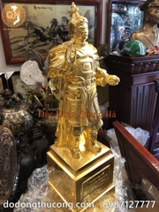 TƯỢNG HOÀNG ĐẾ QUANG TRUNG ĐỒNG ĐỎ THIẾP VÀNG 9999 CAO 90CM