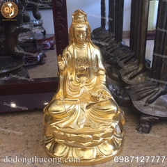 TƯỢNG TÂY PHƯƠNG TAM THÁNH ĐỒNG ĐỎ CAO 60CM THIẾP VÀNG 9999