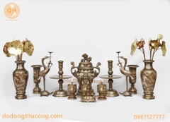 BỘ ĐỈNH NGŨ SỰ ĐỒNG ĐỎ 50 KHẢM TAM KHÍ VÀ PHỤ KIỆN