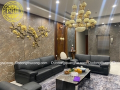 TRANH HOA ĐÀO KÍCH THƯỚC 2,5X1,34M DÁT VÀNG 9999 ĐIỂM NỤ VÀ HOA ĐỒNG
