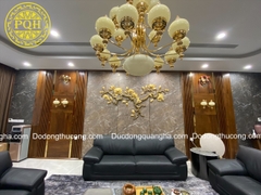 TRANH HOA ĐÀO KÍCH THƯỚC 2,5X1,34M DÁT VÀNG 9999 ĐIỂM NỤ VÀ HOA ĐỒNG
