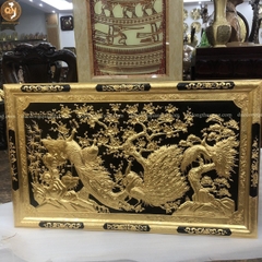 TRANH NGỌC ĐƯỜNG PHÚ QUÝ KHUNG ĐỒNG 1M7X90 DÁT VÀNG 9999