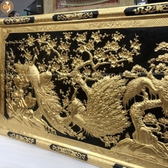 TRANH NGỌC ĐƯỜNG PHÚ QUÝ KHUNG ĐỒNG 1M7X90 DÁT VÀNG 9999