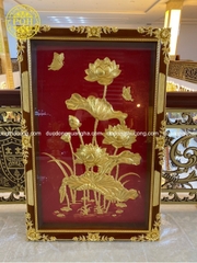 TRANH SEN DÁT VÀNG 9999 KÍCH THƯỚC 82 X 125CM