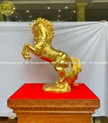 TƯỢNG ĐỘC MÃ CHẤT LIỆU ĐỒNG ĐỎ DÁT VÀNG 9999 CAO 90CM