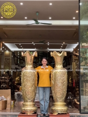 LỌ LỘC BÌNH TỨ QUÝ ĐỒNG VÀNG 1M72