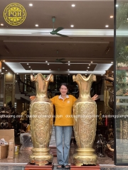 LỌ LỘC BÌNH TỨ QUÝ ĐỒNG VÀNG 1M72