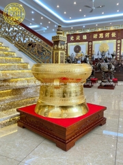 QUẢ TRỐNG ĐỒNG ĐỎ DÁT VÀNG 9999 ĐƯỜNG KÍNH 80
