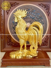 TƯỢNG GÀ ĐỒNG ĐỎ THẾP VÀNG 9999 CAO 68cm
