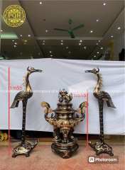 ĐỈNH TAI MÂY 1m15 VÀ ĐÔI HẠC ĐỒNG ĐỎ CẠO MÀU 1m55