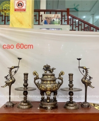 BỘ ĐỈNH NGŨ SỰ ĐỒNG ĐỎ 60 KHẢM TAM KHÍ VÀ DÁT ĐIỂM VÀNG