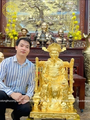 TƯỢNG CỤ TỔ DÒNG HỌ NGUYỄN PHÚ ( NGHI LỘC - NGHỆ AN) DÁT VÀNG 9999