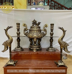 BỘ ĐỈNH NGŨ SỰ ĐỒNG ĐỎ 80 KHẢM TAM KHÍ VÀ DÁT ĐIỂM VÀNG