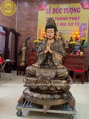 Phật bà quan âm đồng đỏ làm màu cao 1m55