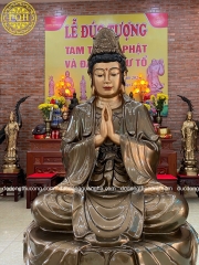 Phật bà quan âm đồng đỏ làm màu cao 1m55