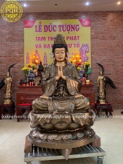 Phật bà quan âm đồng đỏ làm màu cao 1m55