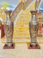 Lọ lộc bình khảm tam khí dát điểm vàng cao 1m75