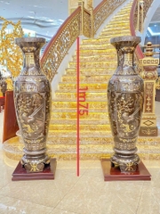 Lọ lộc bình khảm tam khí dát điểm vàng cao 1m75