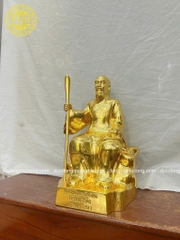 TƯỢNG HẢI THƯỢNG LÃN ÔNG NGỒI GHẾ ĐÁ ĐỒNG ĐỎ CAO 42CM