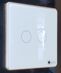 Công tắc Lumi 2 nút viền nhôm