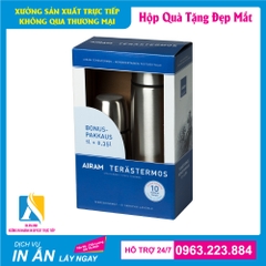 In hộp carton sóng đựng bình giữ nhiệt làm quà tặng cho công ty, đối tác