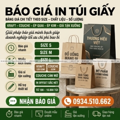 Báo Giá In Túi Giấy - Bảng Giá Chi Tiết Theo Size, Chất Liệu, Số Lượng
