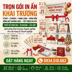 Gói In Trọn Bộ Khai Trương - Tờ Rơi + Standee + Name Card + Banner