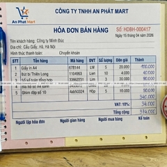 In Hóa Đơn Bán Lẻ, Bán Hàng - Quyển 2-3 Liên Carbonless, Đánh Số, In Logo