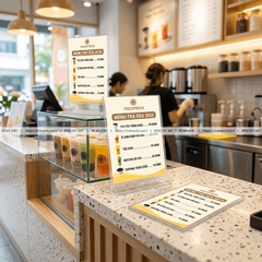 In Menu Để Bàn Mica - Kệ Mica Trong Suốt, Sang, Gọn Cho Mọi Quán