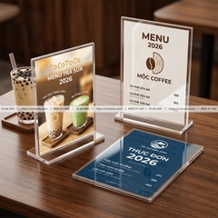 In Menu Để Bàn Mica - Kệ Mica Trong Suốt, Sang, Gọn Cho Mọi Quán