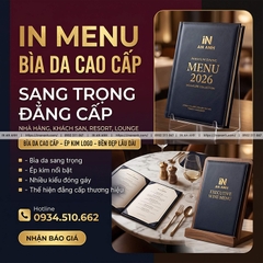 In Menu Bìa Da Cao Cấp - Sang Trọng, Đẳng Cấp Cho Nhà Hàng, Khách Sạn