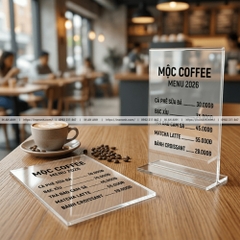 In Menu Để Bàn Mica - Kệ Mica Trong Suốt, Sang, Gọn Cho Mọi Quán