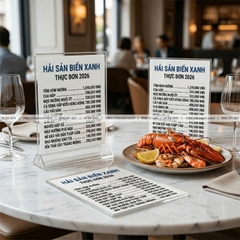 In Menu Để Bàn Mica - Kệ Mica Trong Suốt, Sang, Gọn Cho Mọi Quán