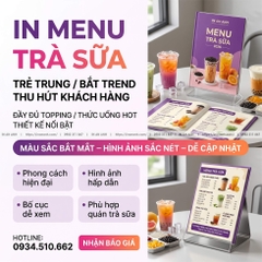 In Menu Trà Sữa - Thiết Kế Trẻ Trung, Bắt Trend, Đủ Topping, Hút Teen