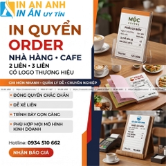 In Quyển Order Nhà Hàng, Cafe - Phiếu Gọi Món 2-3 Liên, Có Logo