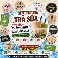 In Tem Quán Café, Trà Sữa: Ly Giấy, PET