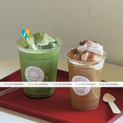 In tem dán ly trà sữa, ly cafe nhựa đẹp lấy nhanh, giá rẻ