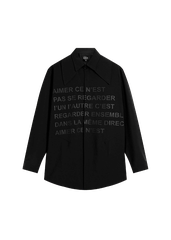 Collar Tonal Letter Print Shirt