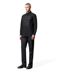 Collar Tonal Letter Print Shirt