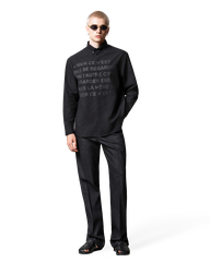 Collar Tonal Letter Print Shirt