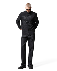 Collar Tonal Letter Print Shirt