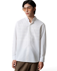 Collar Tonal Letter Print Shirt