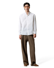 Collar Tonal Letter Print Shirt