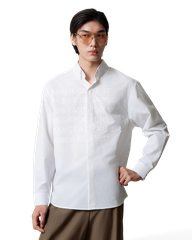 Collar Tonal Letter Print Shirt